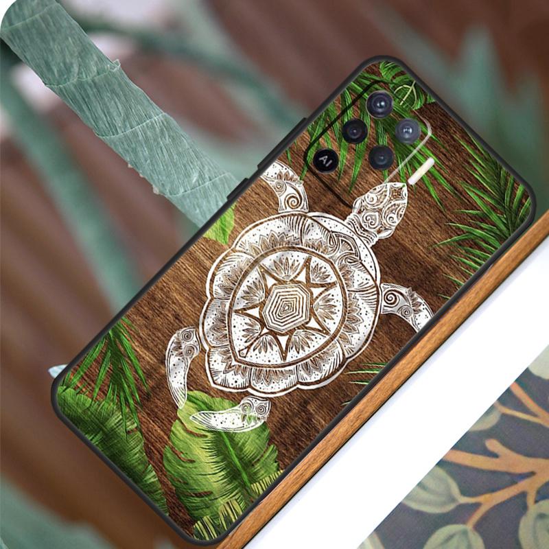 Turtle Wood Pattern For OPPO A17 A16 A15 A79 A58 A78 A98 A74 A94 A77 A5 A9 A96 A76 A52 A72 A53S A54S A57S Case