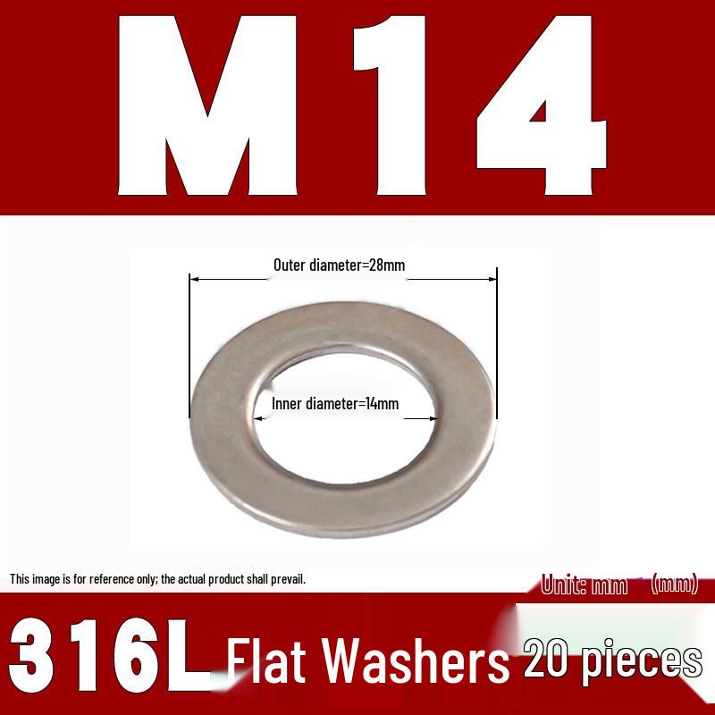 316 Stainless Steel Flat Washer/Gasket for M4-M30 Sizes