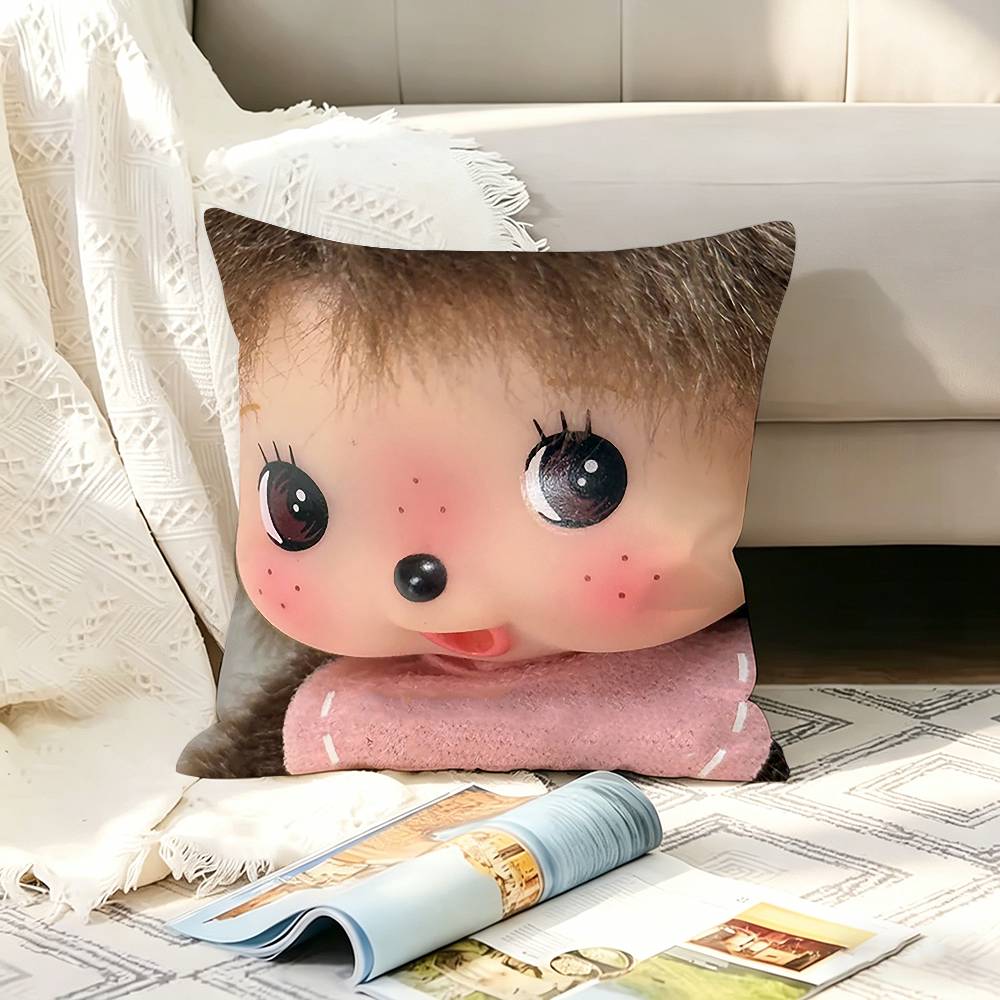 Cute MMonchhichiS Various Sizes Square Pillow Case For Car Home Bedchamber Decor