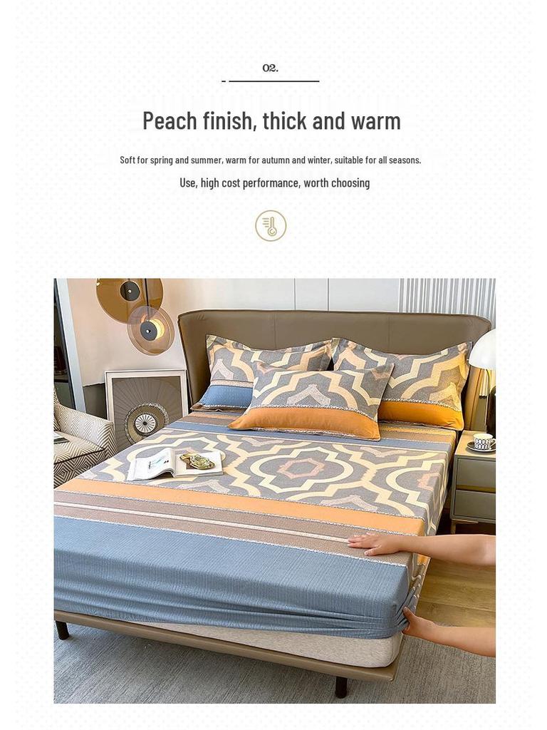 Thick Pure Cotton Flannel Fitted Bed Sheet: Non-Slip, All-Inclusive Mattress Protector