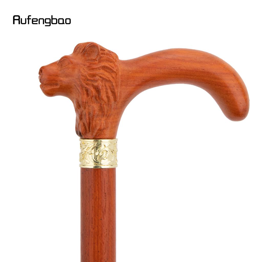 Brown Red Lion Wooden Fashion Stick Decorative Vampire Cospaly Party Wood Walking Cane Halloween Mace Wand Crosier 92cm