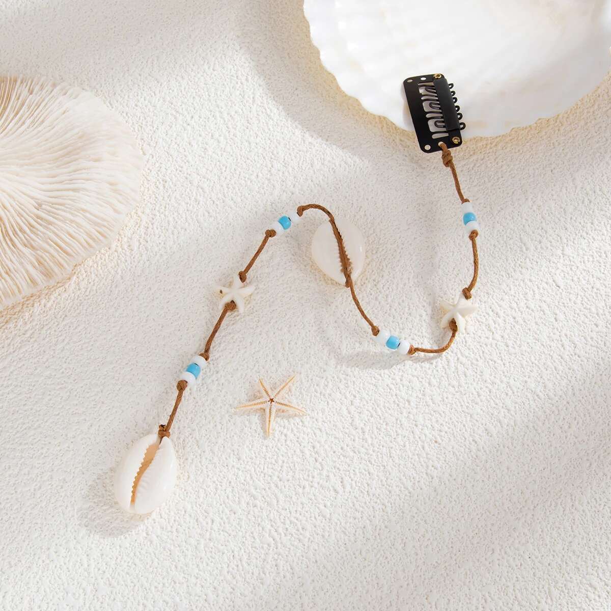

SHIXIN Beach Conch Starfish Scallop Long Pendant Hairpin Hair Rings for Women DIY Hair Accessory Long Tassel Braid Hair Jewelry