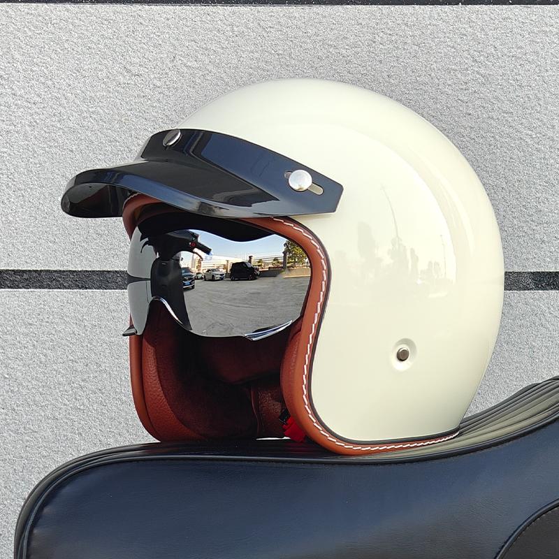 ORZ NEW adult motorcycle helmet retro cruise 3/4 motorcycle half helmet with sun visor DOT approved