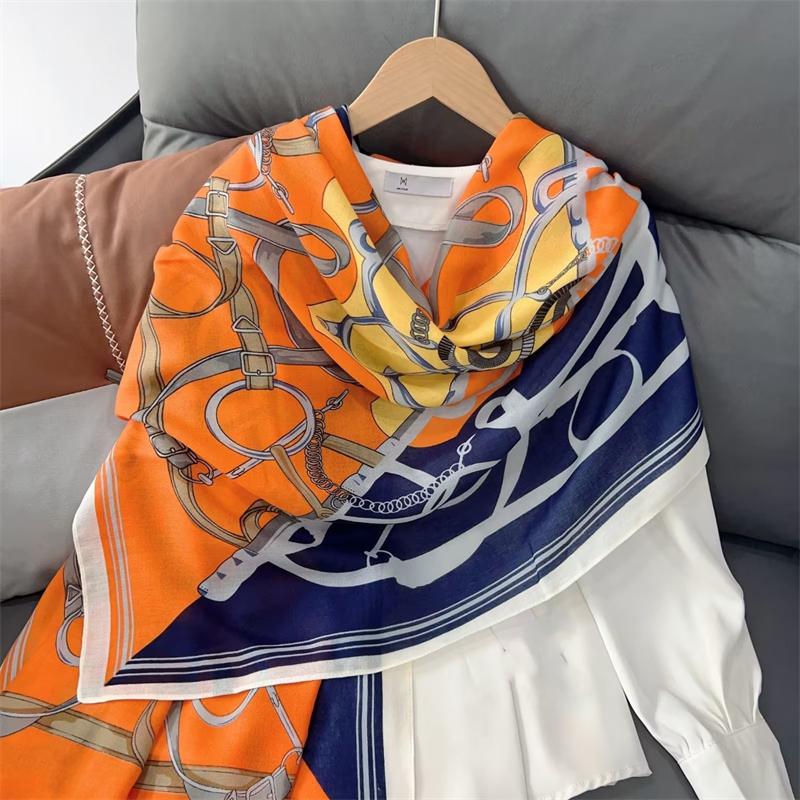 New Cotton Linen Scarf Versatile Printing Long Scarf Spring Autumn Korean Style Shawl Outerwear Warm Fashionable Women'S