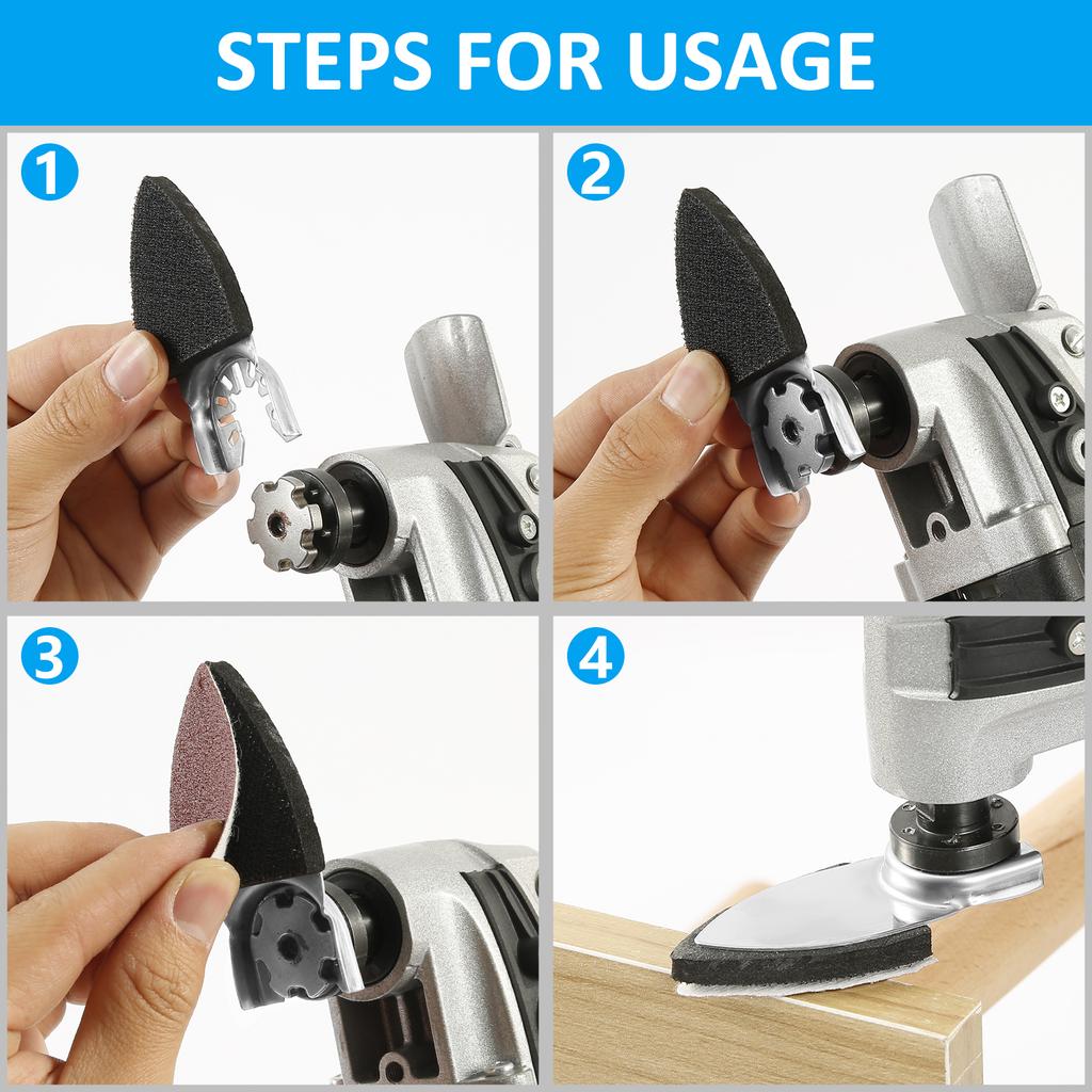 62/77Pcs Oscillating Multi Tool Sanding Pads and Finger Sandpaper Set Sanding Pads 60/80/120/180/240/320Grit Hook&Loop Sandpaper