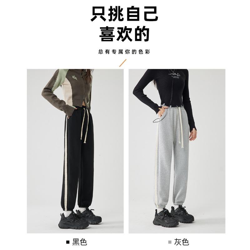 Sweatpants women's pants new small leggings gray casual autumn and winter versatile velvet nine-point sweatpants