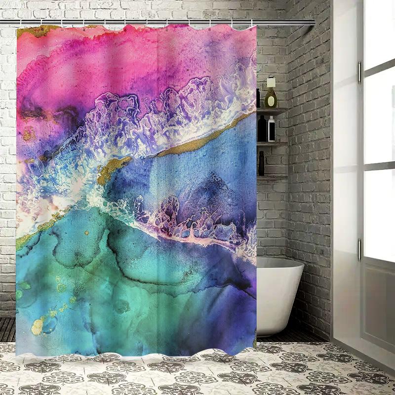 

Watercolor Shower Curtain Pink Blue Purple Green White Bath Decorative Fabric Waterproof Washable Home Living Room Bathroom Acce W60H190(CM)-1 Pcs