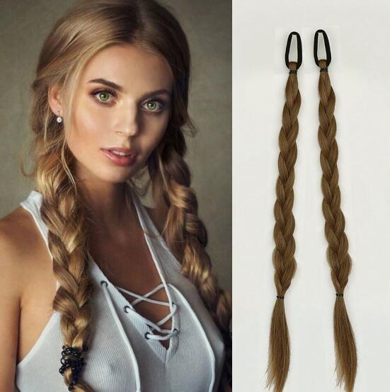 

Длинный плетеный хвост с эластичными завязками для волос, синтетические наращивание волос для ежедневного использования, аксессуары для волос для вечеринок 52cm