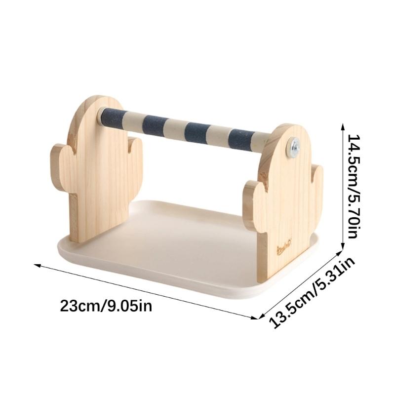 Solid Wood Parrots Resting Perch Sanded Surfaces Design Trimming Stand For Nail Beak Trimming And Interaction Activity Toy