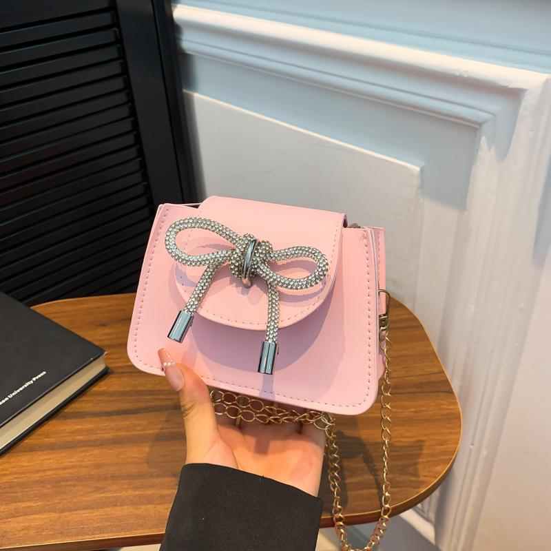 Autumn New Trendy Fashion Sweet Bow Small Square Bag Mini Small Bag 2025 Versatile Chain Crossbody Bag