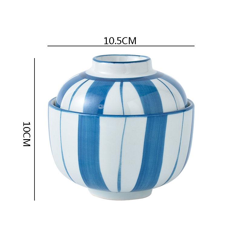 Keramikschüssel mit Deckel Kreatives Muster Dicke Suppenschüssel Dampfeierschüssel Dessertschalen Snackschalen Restaurant Spezialgeschirr