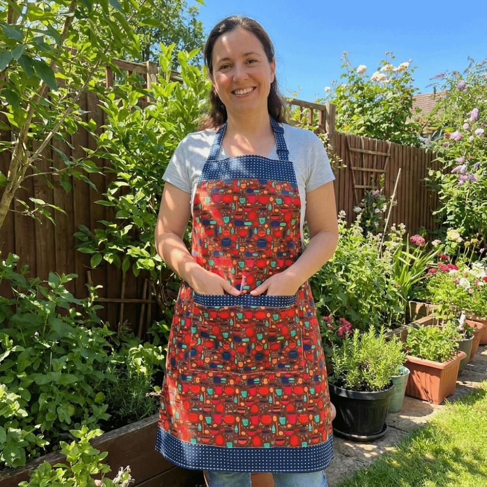 Wear Resistant Printed Apron Waterproof Women Waist Workwear Chef Apron Barbecue