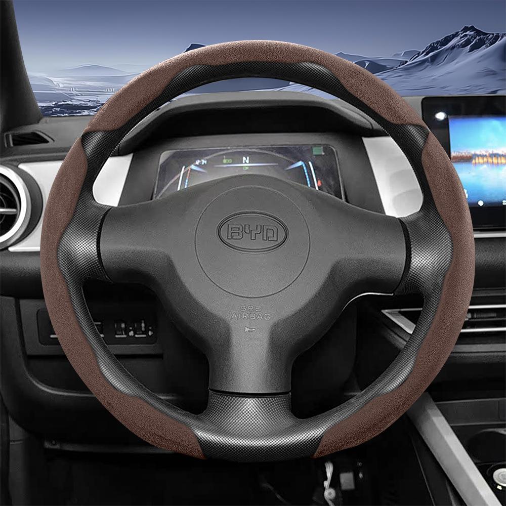 Suitable for Byd Sports Suede Steering Wheel Covers with Split Snap-On Design for Models Such as Atto 3 2 Dolphin Seal Sealion Han Song Qin Plus