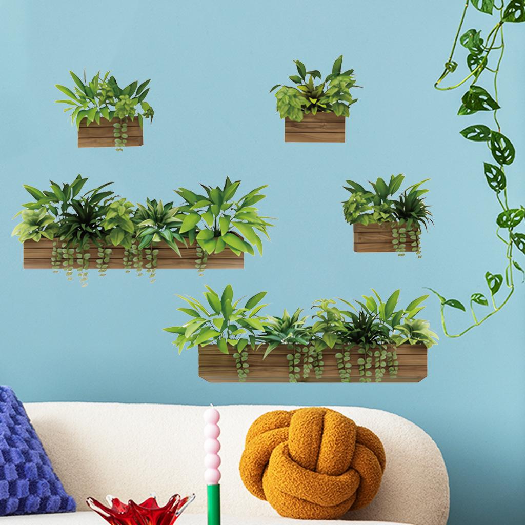 CH81995 Removable Potted Green Plant Wall Sticker