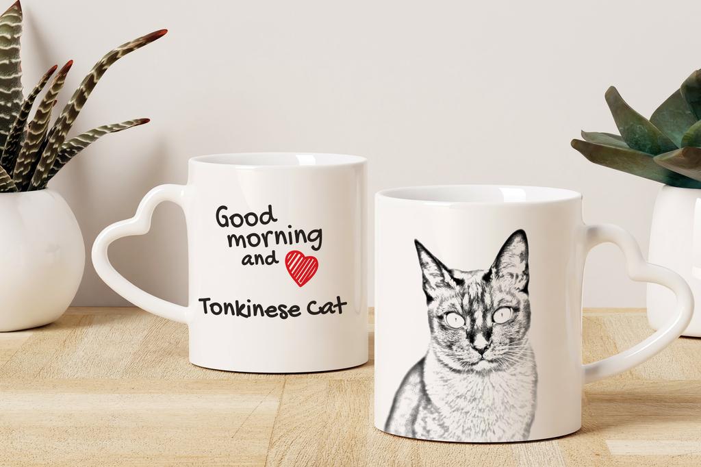 Tonkinese Cat - cat mug, adorable heart-shaped handle mug, universal gift from Art-Dog brand