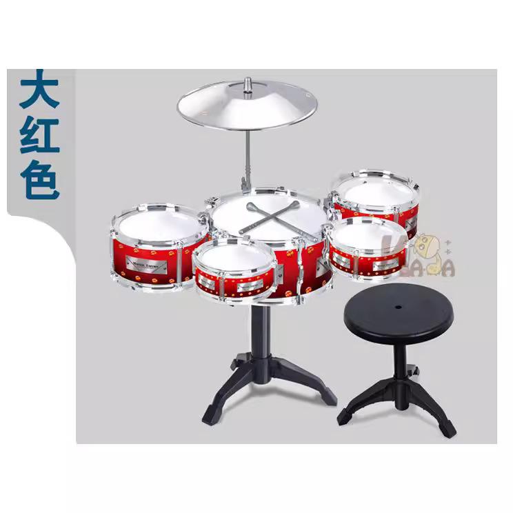 1193 Simulation Large 5 Drum Jazz Drum Stool Baby Children Drum Suit Percussion Toy