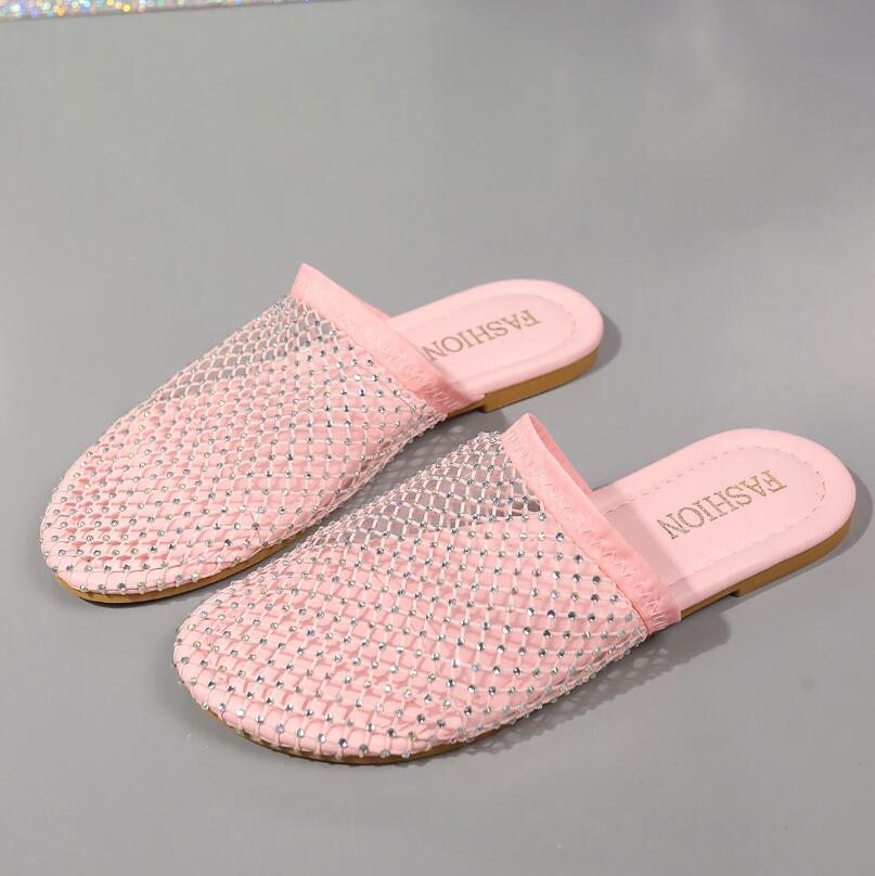 Women Slippers 2026 Summer New Women Round Head Sandals Hot Water Diamond Flats Home Slippers Slides Women Zapatos De Mujer