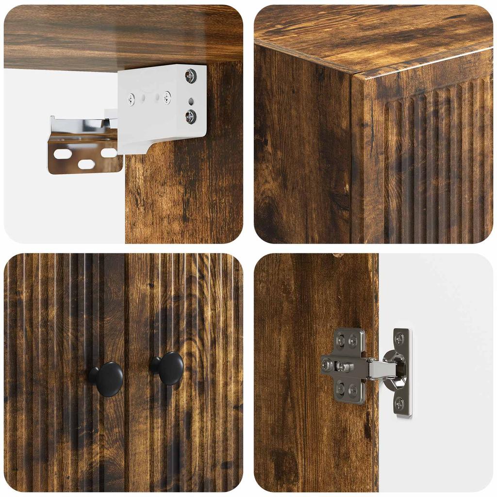 Wall Cabinet Smoked Oak 66 x 34.5 x 90 cm Engineered Wood