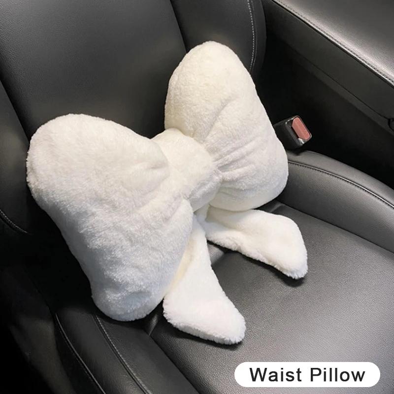 Lovely Bowknot Car Headrest Pillow Plush Neck Protector Cushion Auto Seat Head Support Lumbar Rest for Automobiles