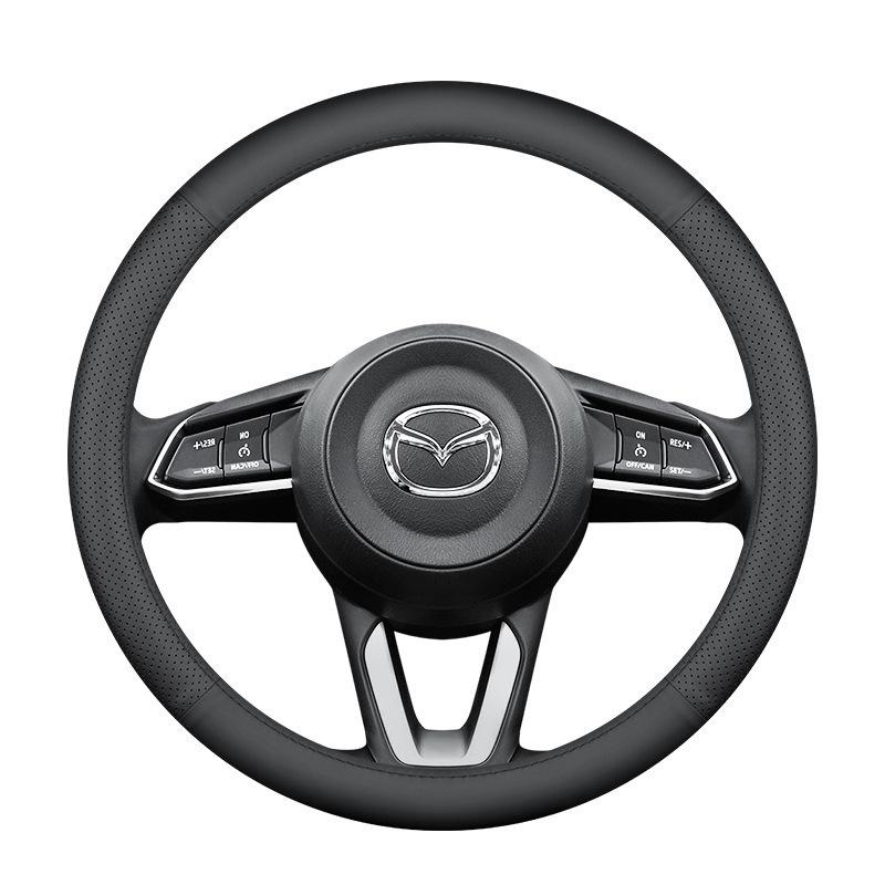Genuine Leather Steering Wheel Cover for Mazda 36, Axela, CX54, Atenza, and CX30