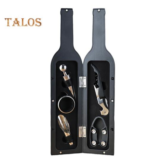 

5 шт. открывалок для бутылок, набор винных пробок из нержавеющей стали, многоразовые вакуумные пробки для бара, вечеринки, красного вина, открывалка для банок, праздничный подарок чёрный