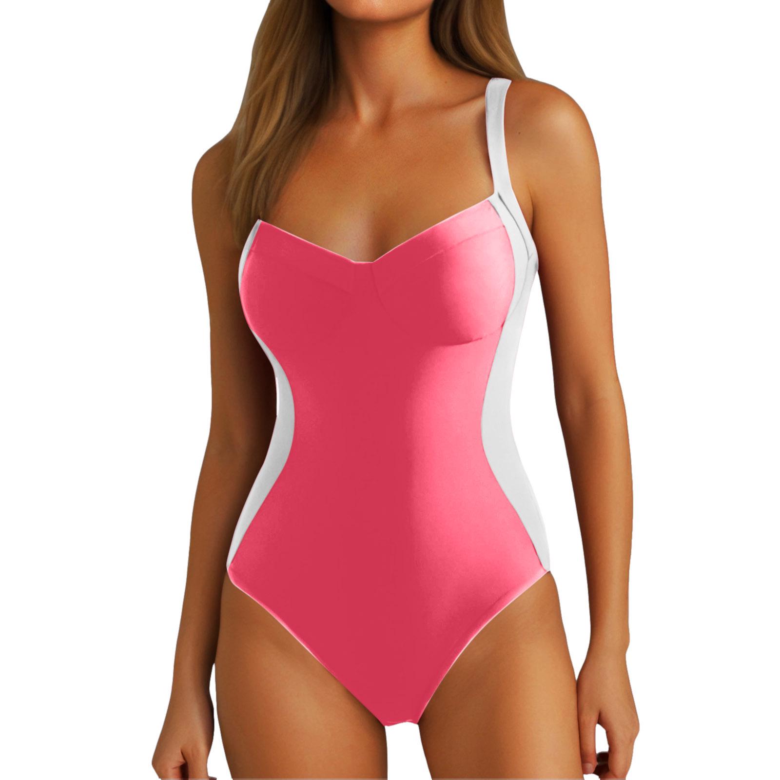 

Women s One-Piece Sexy Steel Support Swimsuit - Solid Color Slimming Design Large