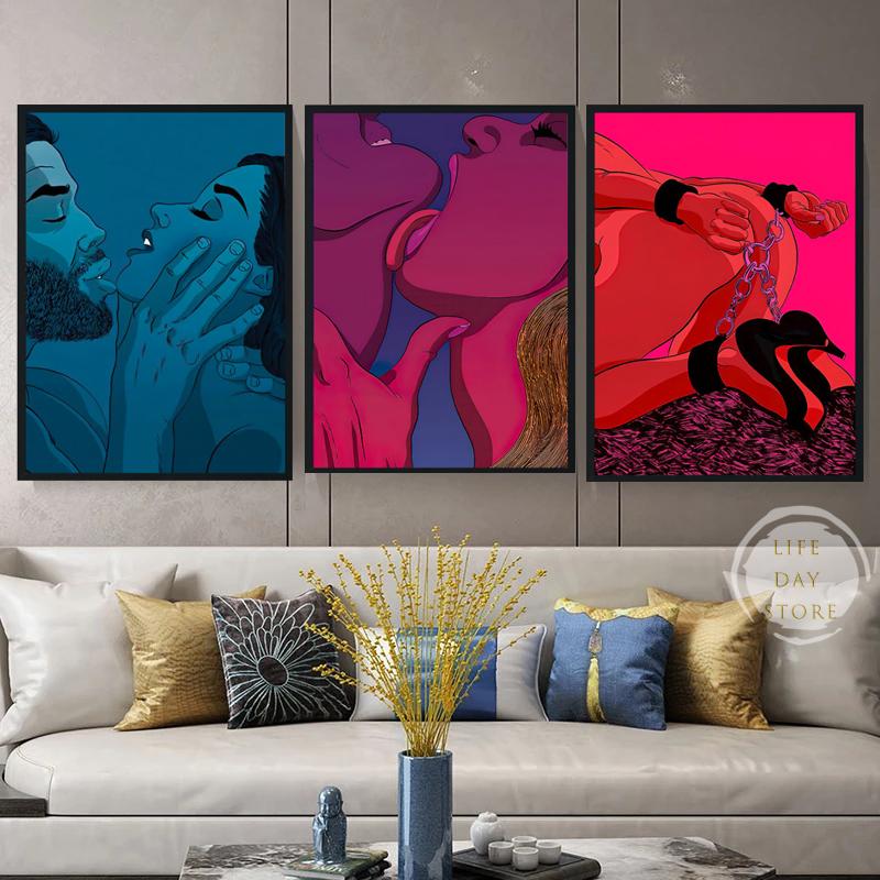 Sexy Nude Woman Men Lover Nude Body Sex Posters and Prints Canvas Paintings Abstract Wall Art Pictures for Living Home Decor