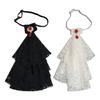 Renaissances Elizabethan False Collar Rhinestones Jabot Collar Pleated Ruffled Lace Victorian Detachable Collar Necktie