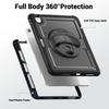 For iPad Air 11 (2025) M3 A3266/(2024) M2 A2902 Case Rotating Kickstand PC + TPE Shockproof Tablet Cover with Hand Strap