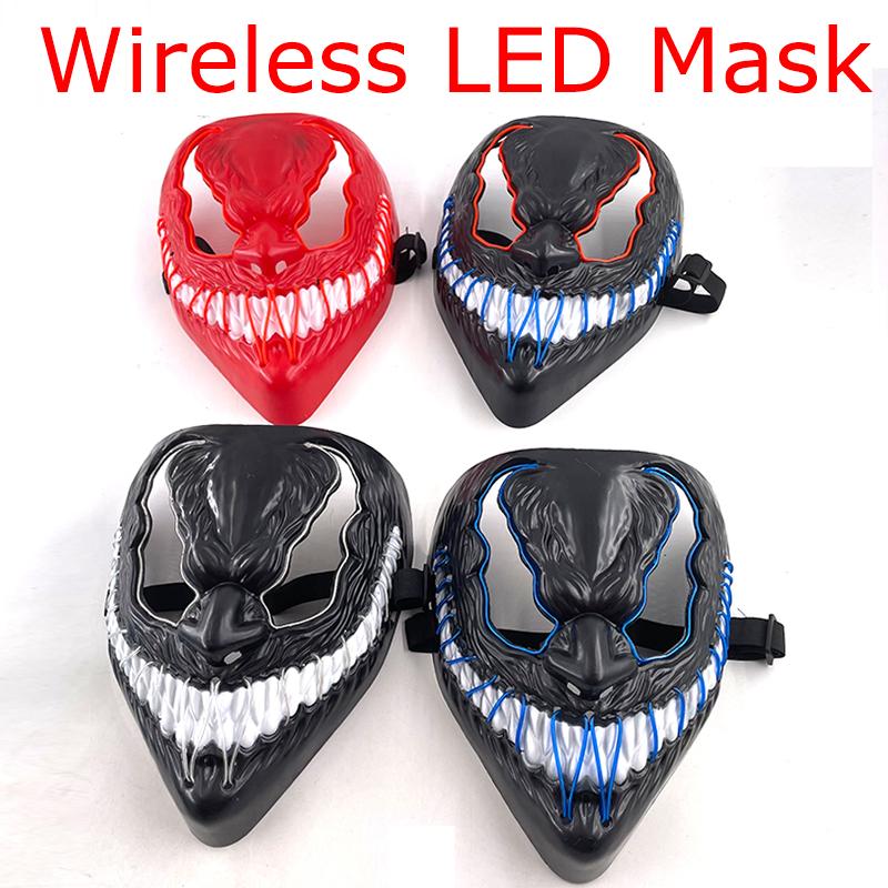 Kabellose Halloween Party Maske LED Leuchtende Maske Glühende Neon Cosplay Maske Horror Vollgesichtsmaske Requisiten