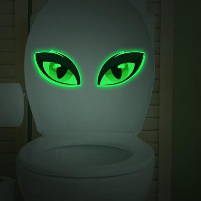 Luminous Green Eyes Bathroom Toilet Home Background Beautification Sticker