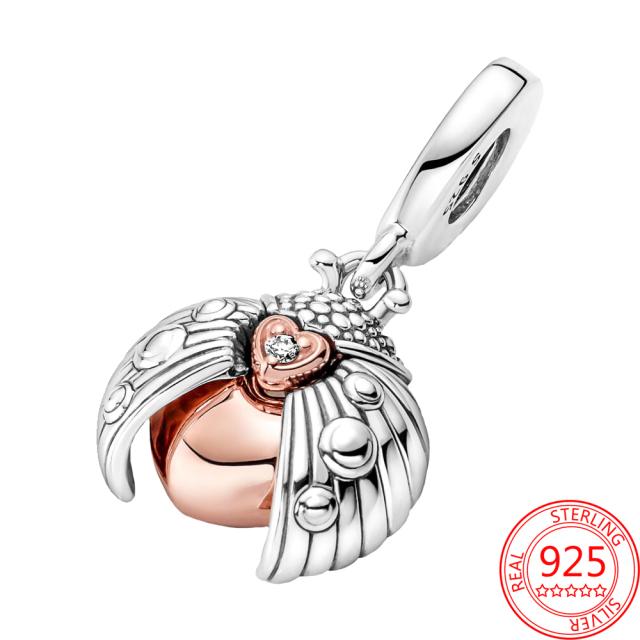 New 925 Sterling Silver Gold Padlock & Key Dangle Charm Fit  Original  Silver Bracelet Beads for Women Fine Jewelry Gift