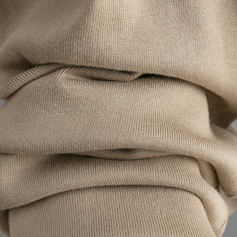 QICED Fashionable and Casual Women's Autumn and Winter V-neck Color-blocking Knitted Sweater and Loose Wide-leg Pants Two-piece Set