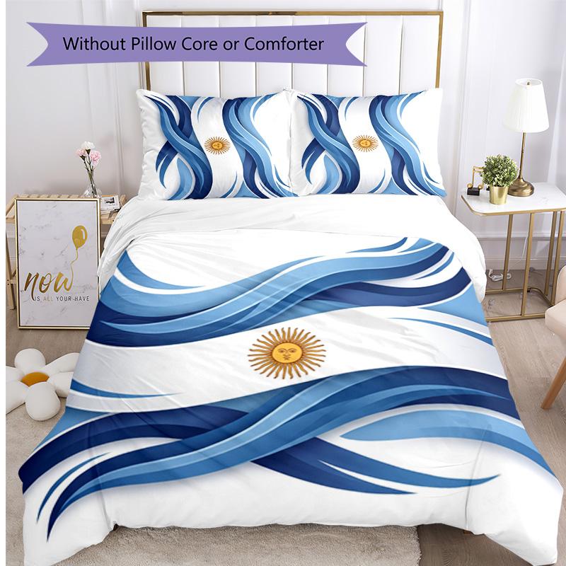 Set Biancheria da Letto Stampata Calcio Argentina 3 Pezzi Copriletto Traspirante Accogliente come Regalo per Inaugurazione Casa o Festa