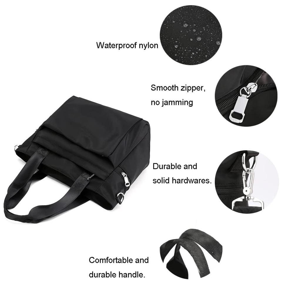 Yanaier Women's Large Tote Bag, Shoulder Bag, Crossbody Tote Bag, Nylon, 2-Way, Large Capacity, A4 Size, Lightweight, Waterproof, Multifunctional, Pop