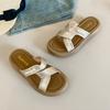Crossed platform slippers female 2025 summer new with skirt fairy wind beaded casual beach cool slippers