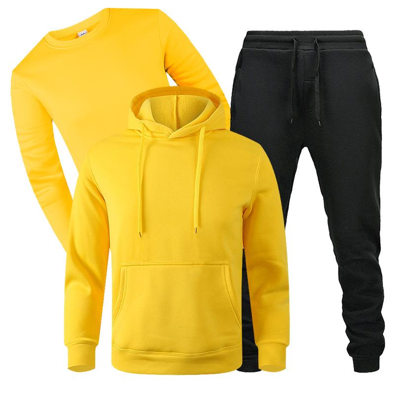 2026 lockeres Herren-Herbst- und Winter-Fleece-Sweatshirt und Hose Dreiteiler Lässiges Sport-Langarm-Set für Herren