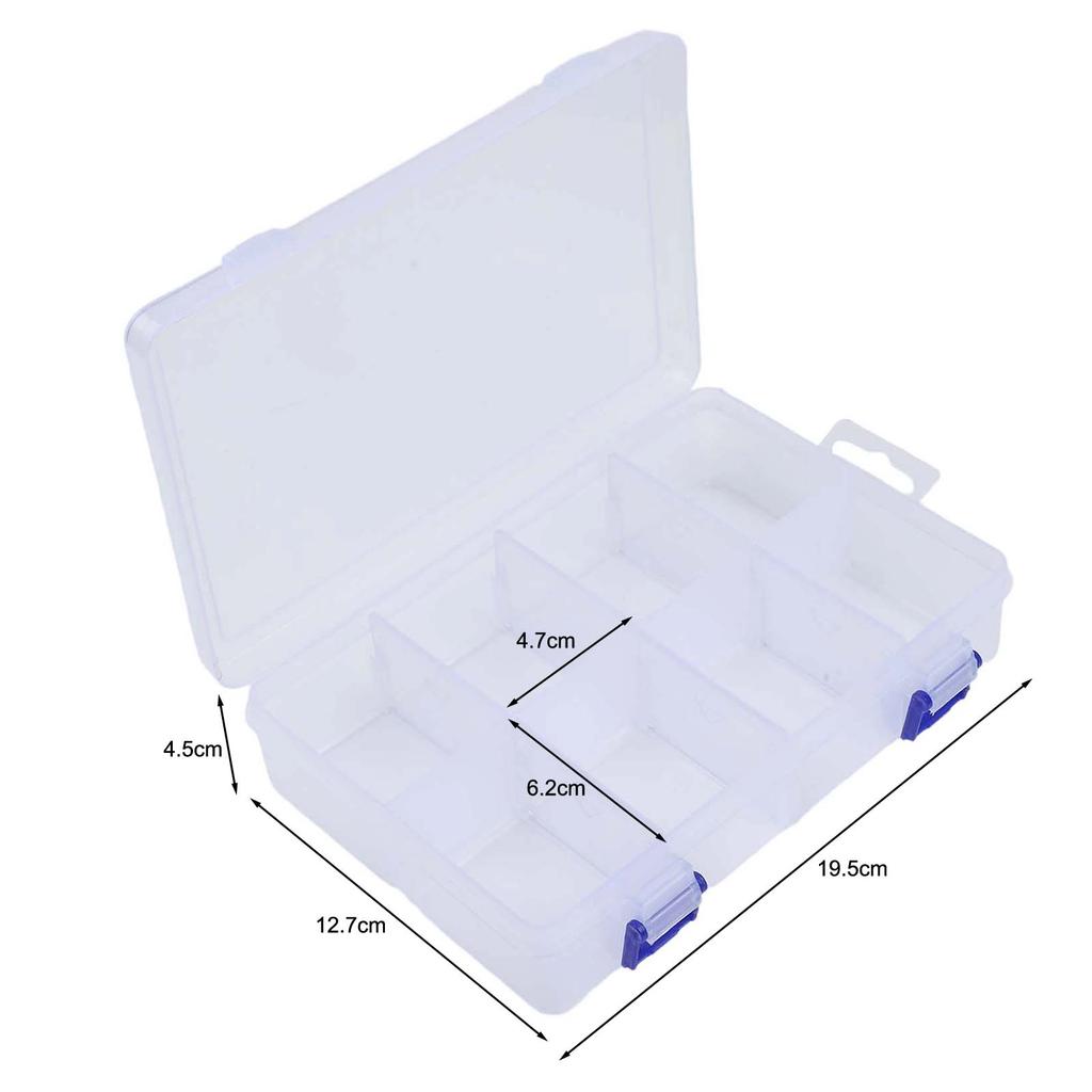 Plastic parts box with lid and customizable compartments for nails screws fish hooks jewelry and diverse small items storage