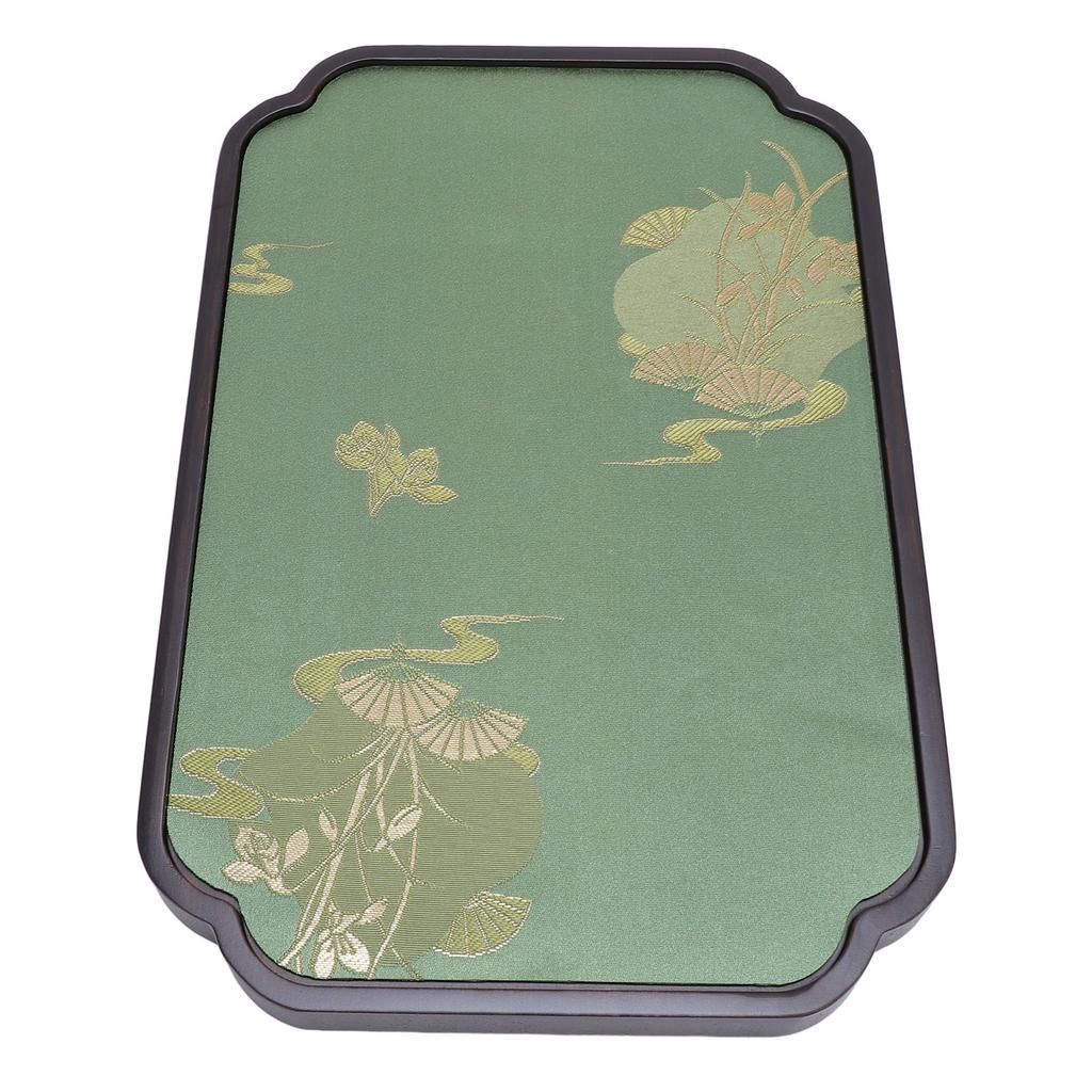 Tea Serving Tray Bambusoideae Chinese Tea Pot Tray Serving Platter with Satin Cloth for Home Office Tea House
