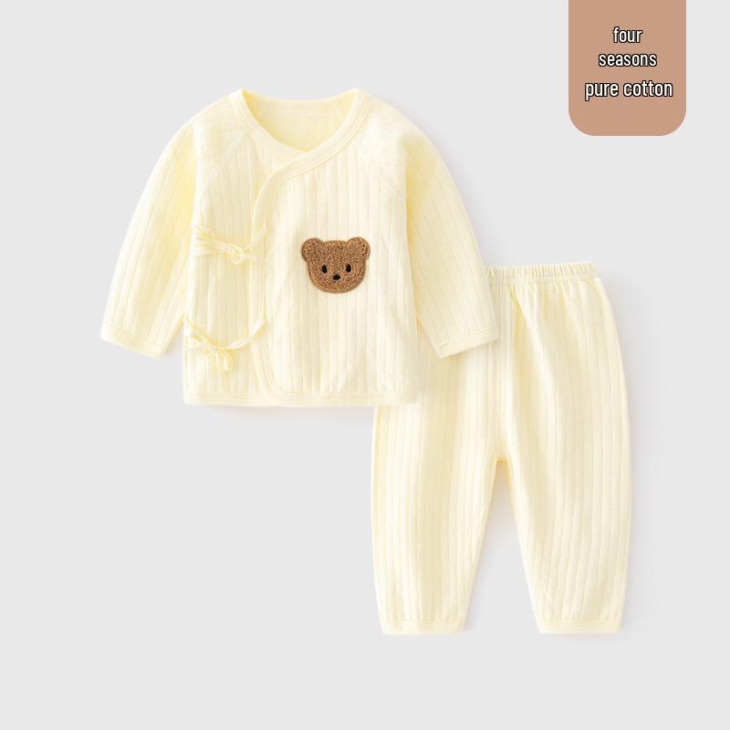 Infant Monk Robe Set: Newborn Diagonal Collar with Tie-up Crotch, Two-Piece Outfit