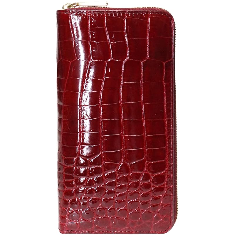 

[Berkut] cherry crocodile long wallet enamel shining genuine leather Genuine leather leather Croco round zipper round zip brand wallet long wallet