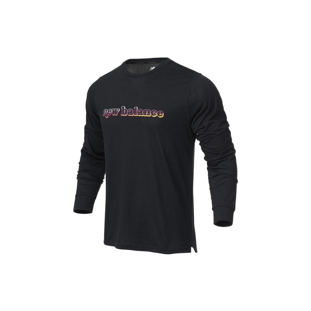 New Balance R.W.Tech Graphic Long Sleeve T-Shirt Asia Sizing Black Men s MT21065-BK M