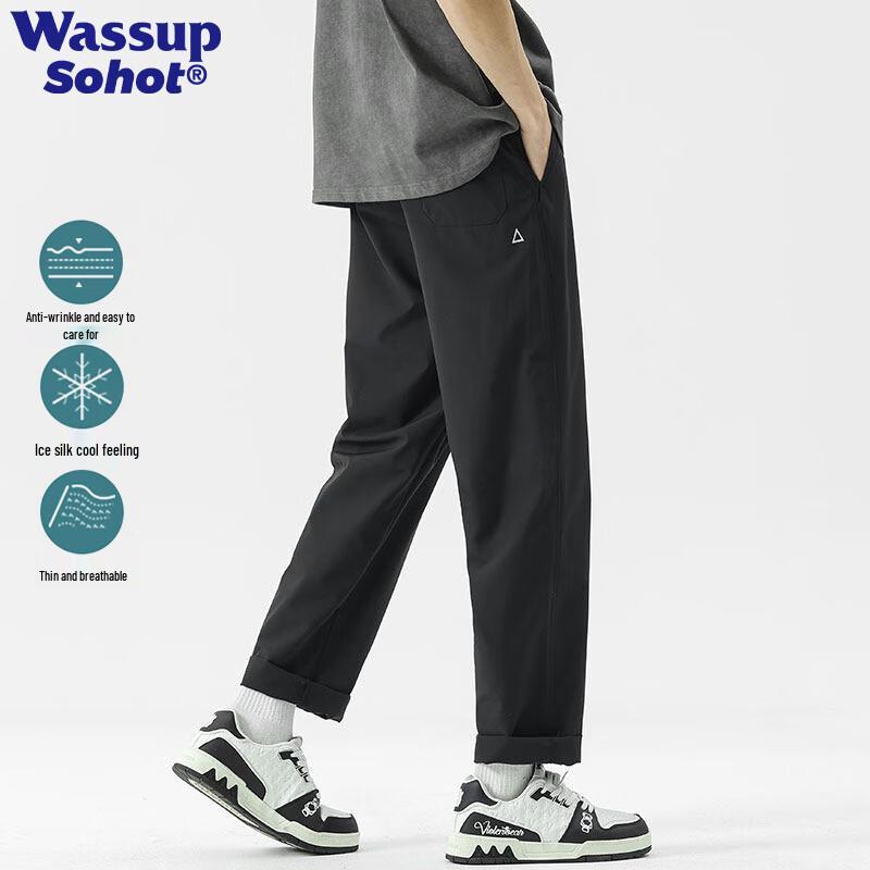 Wassup Sohot Men s Straight Wide-Leg Casual Pants 2XL