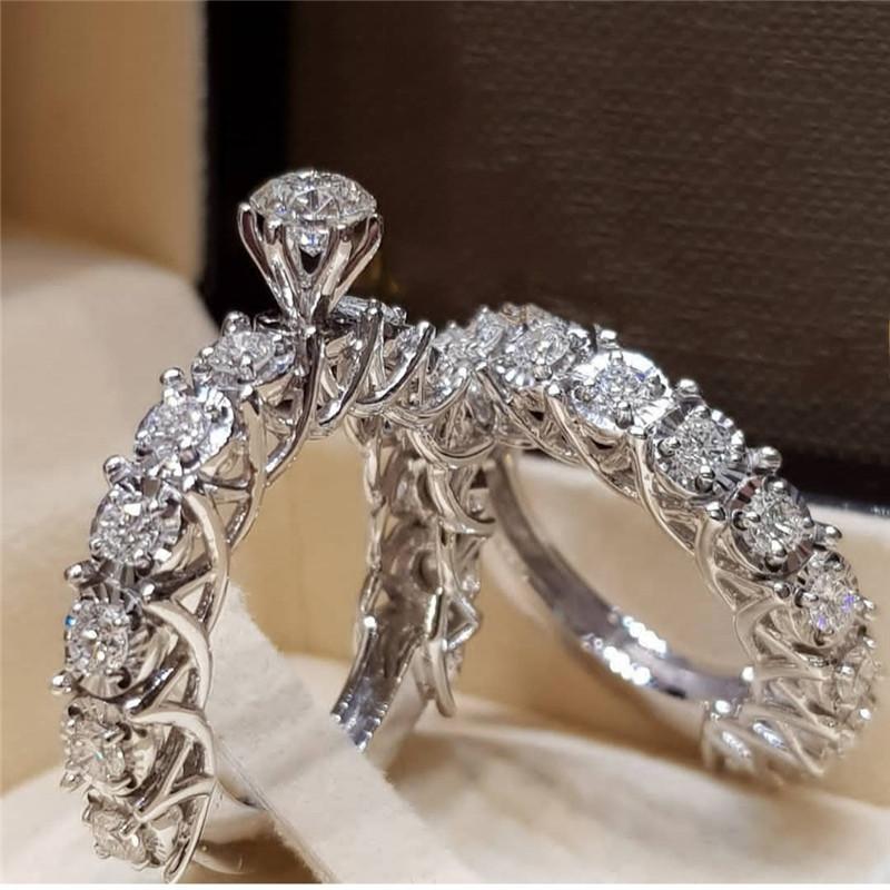 Fashion palladium white K full circle white diamond engagement ring, simple and personalized design No. 5