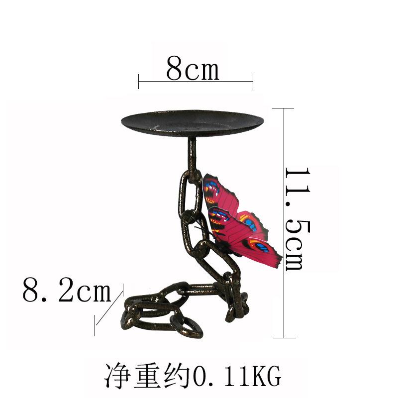 Matte Black Iron Pillar Candle Holder with Magnetic Butterfly Retro Decoration for Living Room, Creative and Interesting