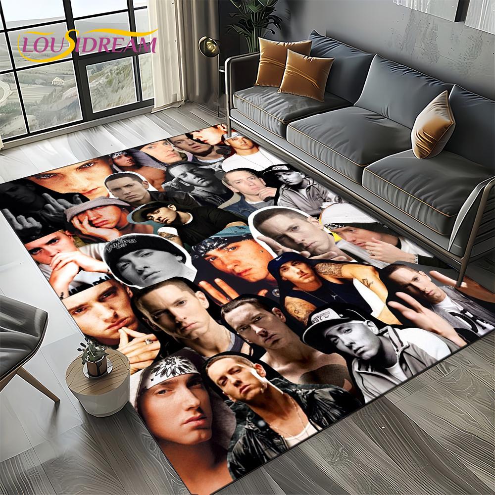 Rapper Eminem Tupac 2pac Hip-Hop Rap God Carpet Rug for Living Room Bedroom Home Sofa Decoration,Area Rug Non-slip Floor Mat