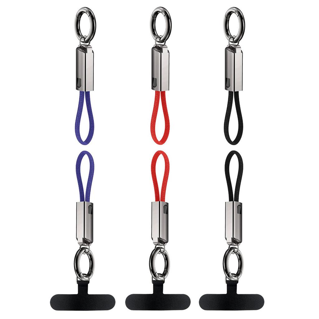 Short USB C to C Cable 16CM for PD65W Fast Charging 3A Keychain Attachment Zinc Alloy Phone Lanyard Data Cable