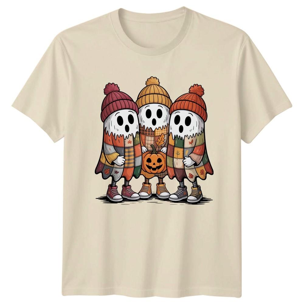 Cozy Fall Ghosts With Pumpkin TShirt Spooky Cute Halloween Autumn