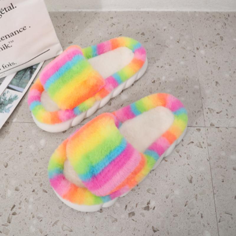 Thick Soled Woolen Slippers for Women In Autumn and Winter, Cotton Slippers for Indoor and Outdoor Wear, Plush Slippers