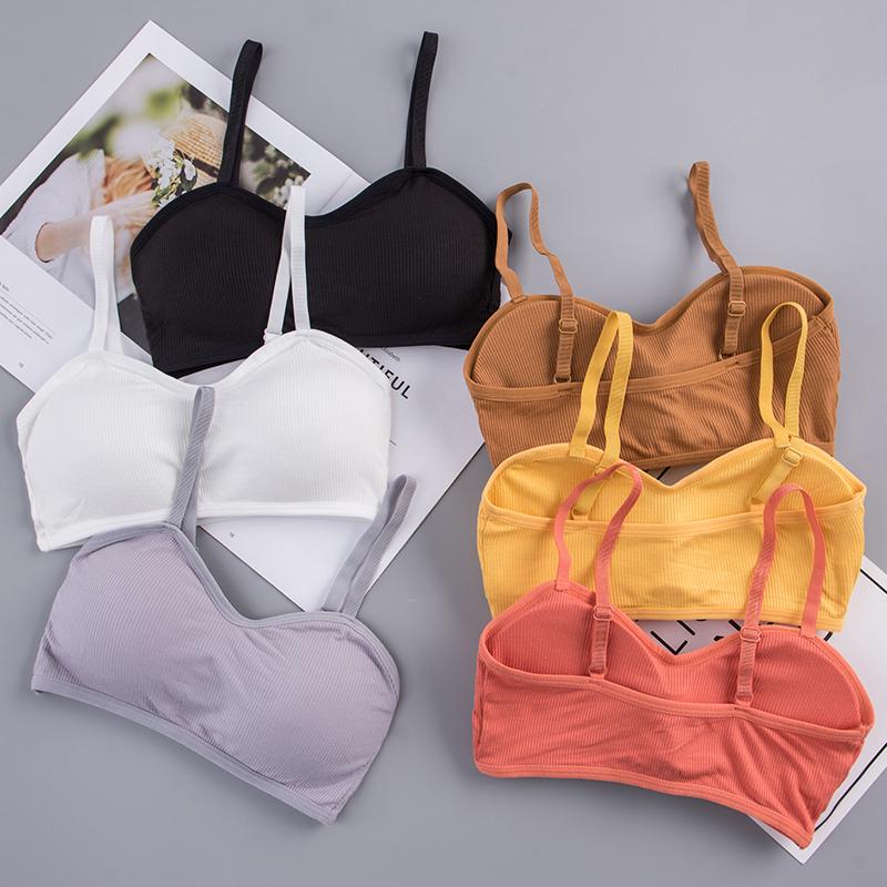 Women Rib Crop Tops Sexy Active Bras No Wire Push Up Bra Intimates Brassiere Underwear Female Solid Lingerie Wireless Bralette Bras